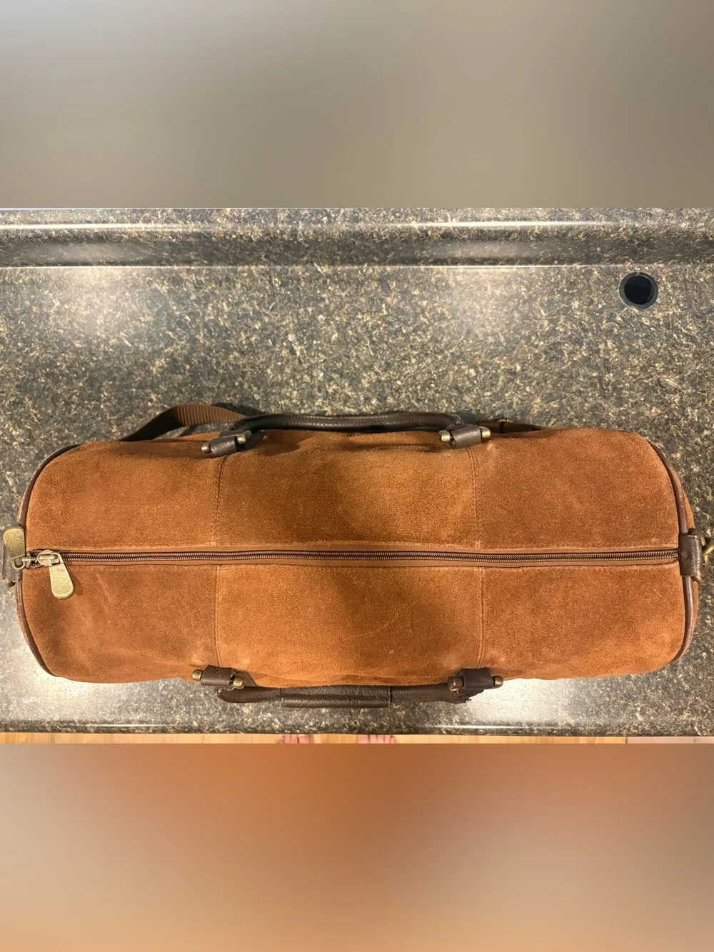 Marlboro Vintage Leather Suede Grit Weekender Duffel Bag Brown large Preowned